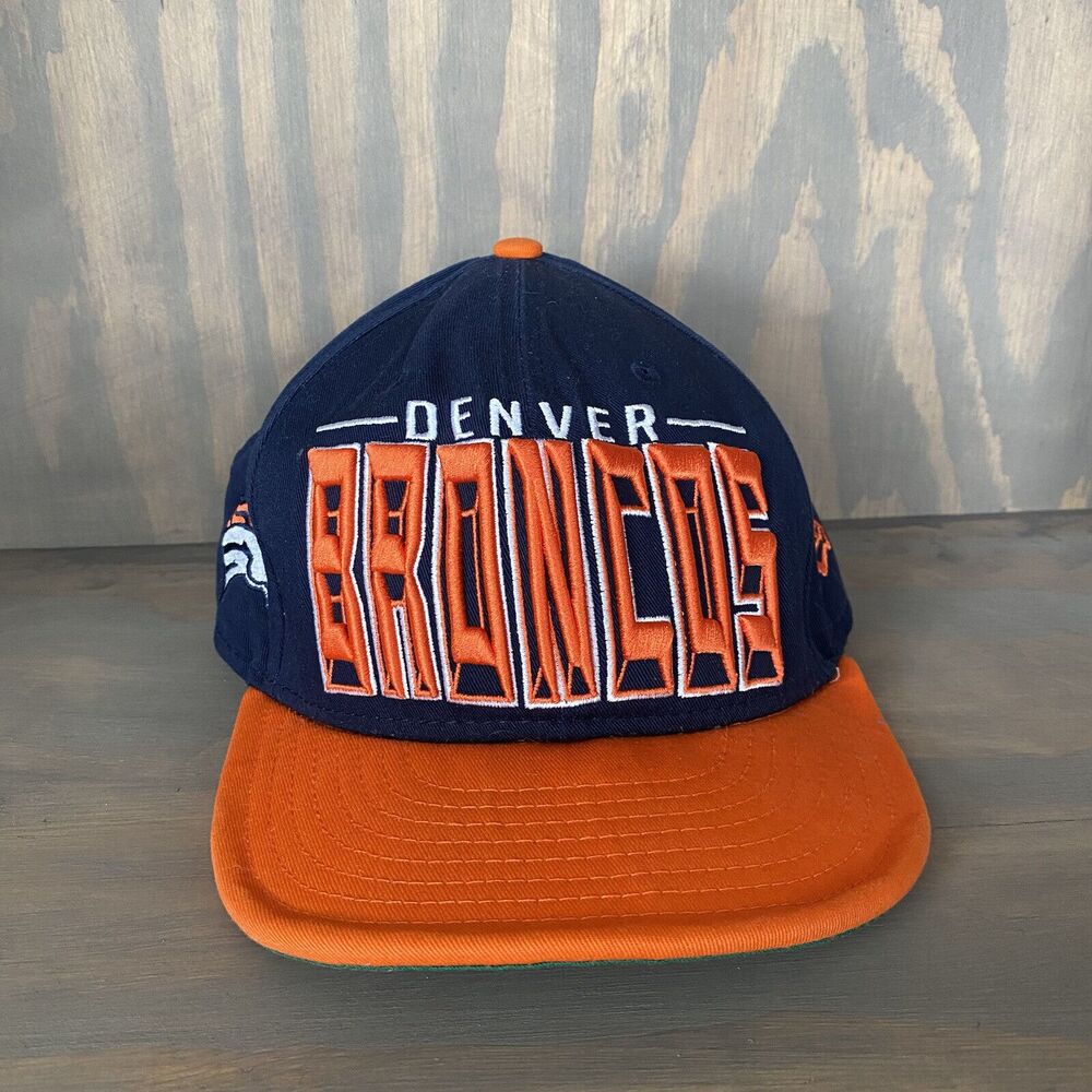 Vtg Spell Out Denver Broncos Hat NFL Oversized Logo New Era 9fifty Snapback Cap